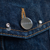 Gucci Navy Denim Crystal Studded Jacket Size 38