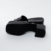 Gucci Black Embossed Block Heel Mules Size 37