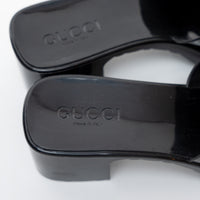 Gucci Black Embossed Block Heel Mules Size 37