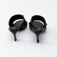 Valentino Black Leather Roman Stud Flat Sandals Size 37.5