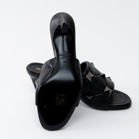 Valentino Black Leather Roman Stud Flat Sandals Size 37.5