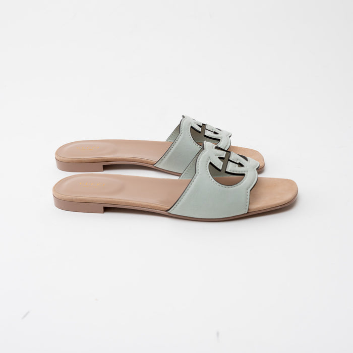 Gucci Sage Suede Interlocking G Slide Sandals Size 42