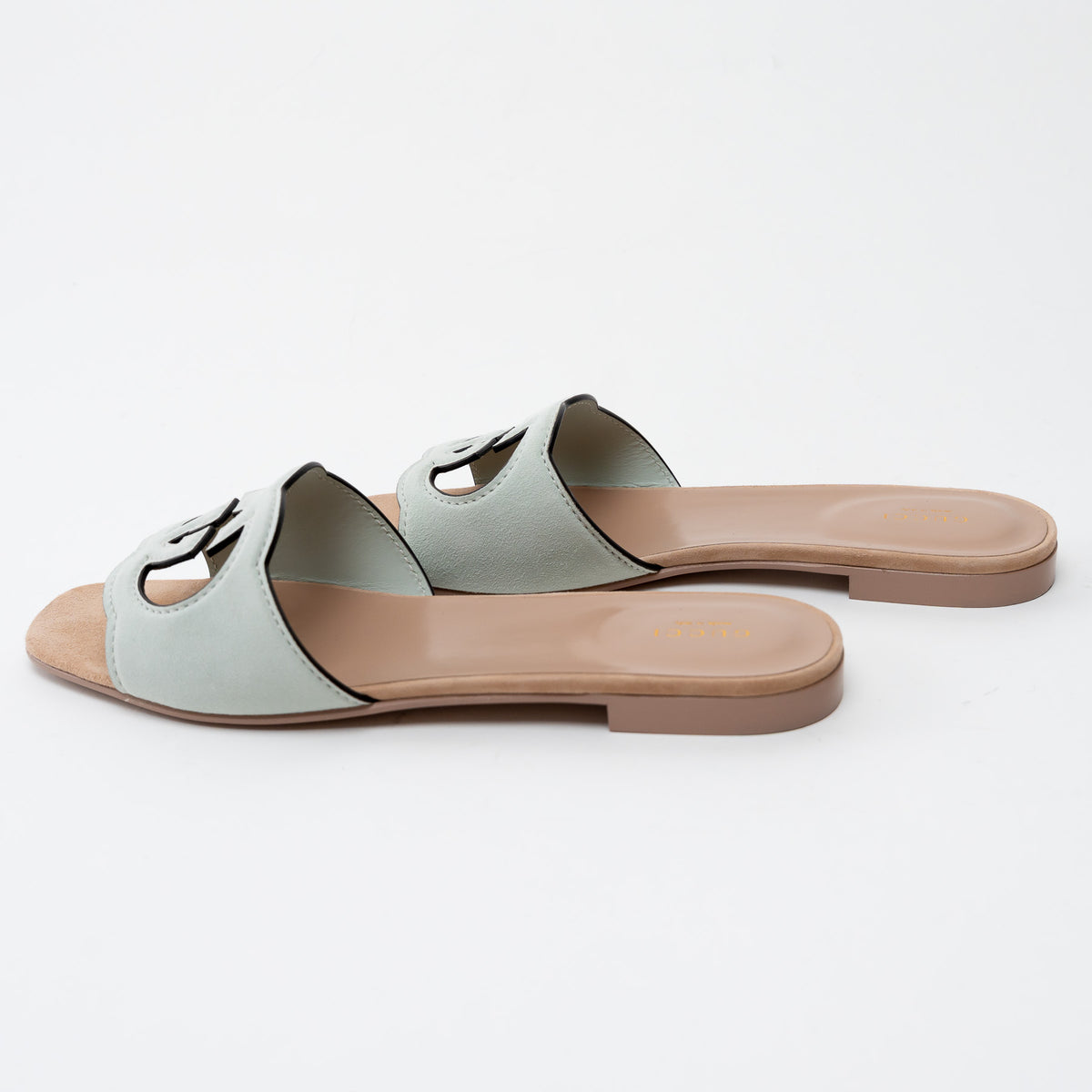 Gucci Sage Suede Interlocking G Slide Sandals Size 42