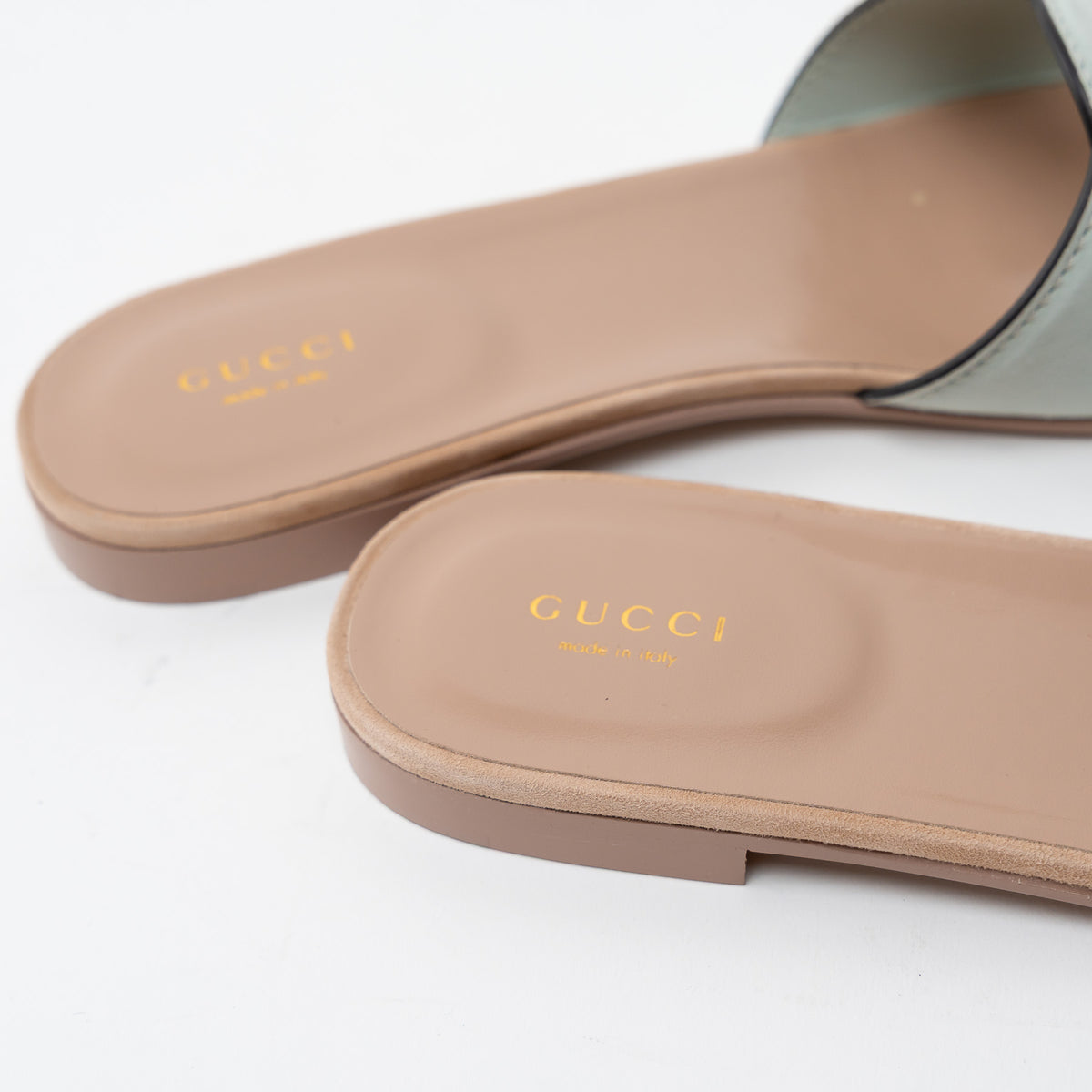 Gucci Sage Suede Interlocking G Slide Sandals Size 42