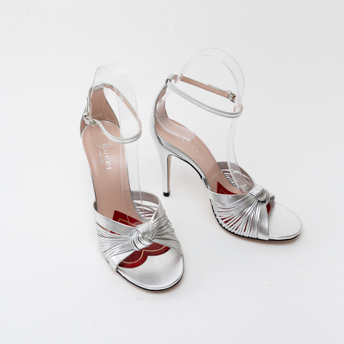 Gucci Silver Leather Crawford Sandals Size 35.5