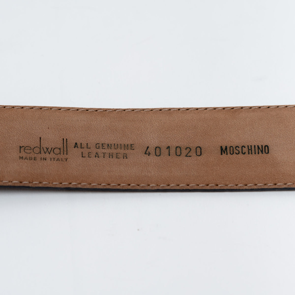 Moschino Brown Leather with Gold Logo Belt Size 46