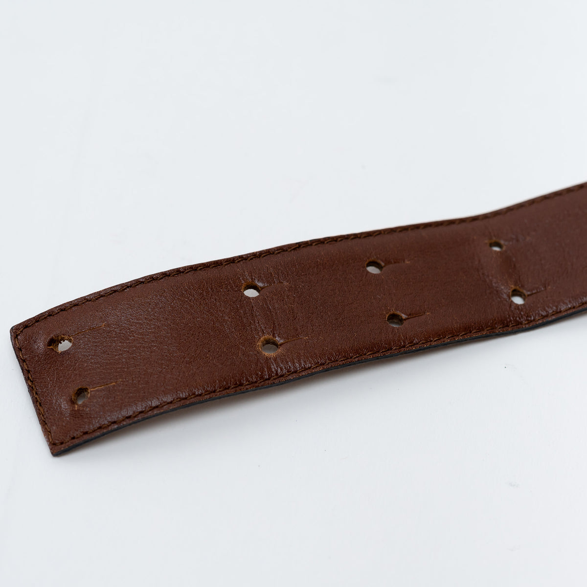 Moschino Brown Leather with Gold Logo Belt Size 46