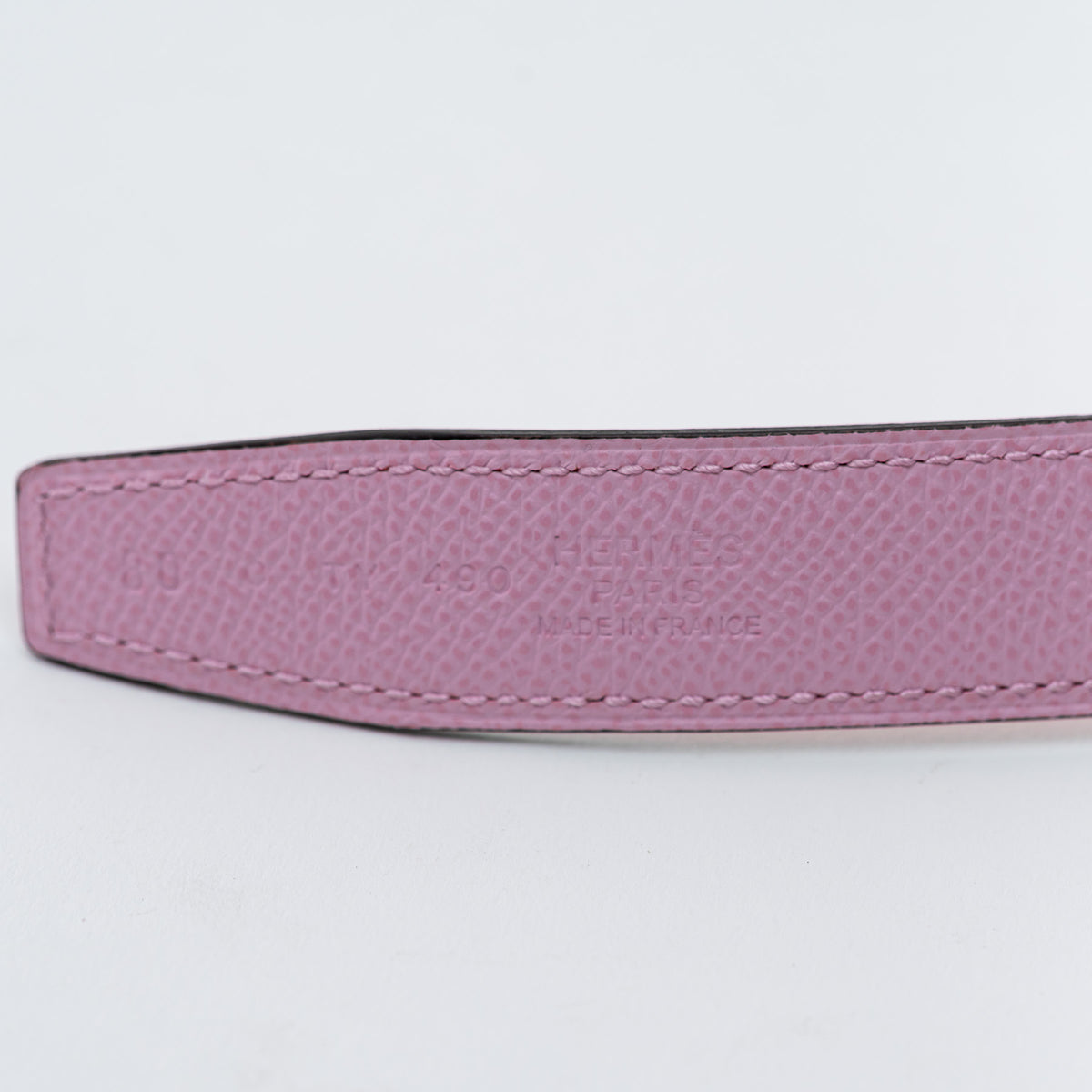 Hermes Rouge De Couer Mauve Sylvestre Swift Epsom Leather Constance with Gold H Buckle Belt Size 80