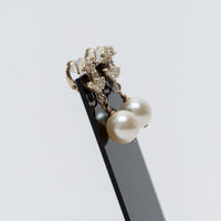 Pre-Loved Chanel™ Pearl Drop Clip-on Earrings with Crystal and Pearl Embellishments