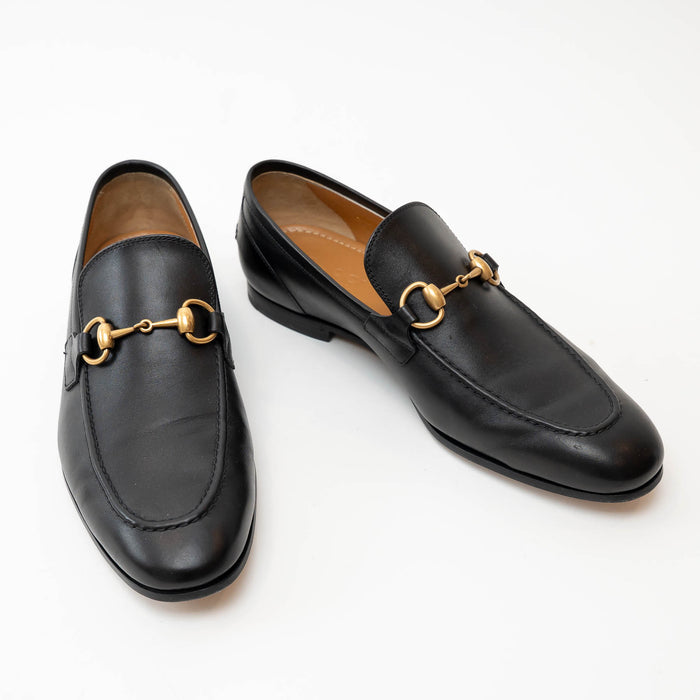 Gucci Black Leather Gold Horsebit Loafers Size 7 Mens / 40 ladies