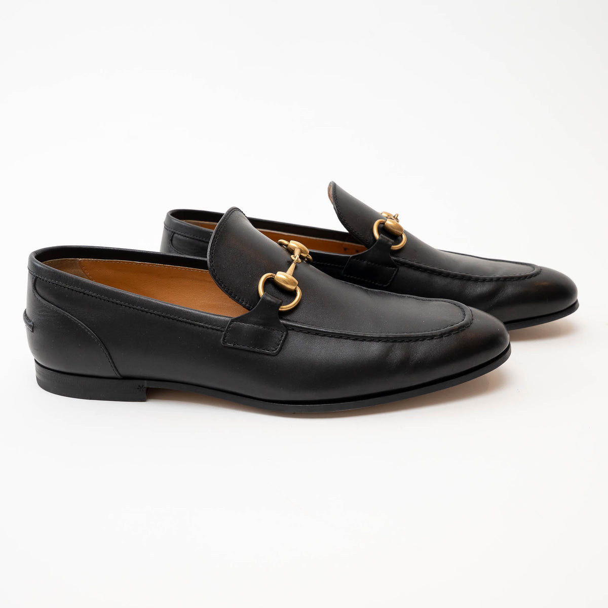 Gucci Black Leather Gold Horsebit Loafers Size 7 Mens / 40 ladies