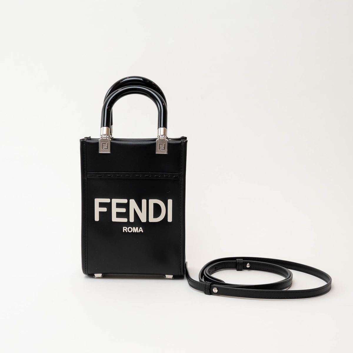 Fendi Black Leather Mini Sunshine Tote