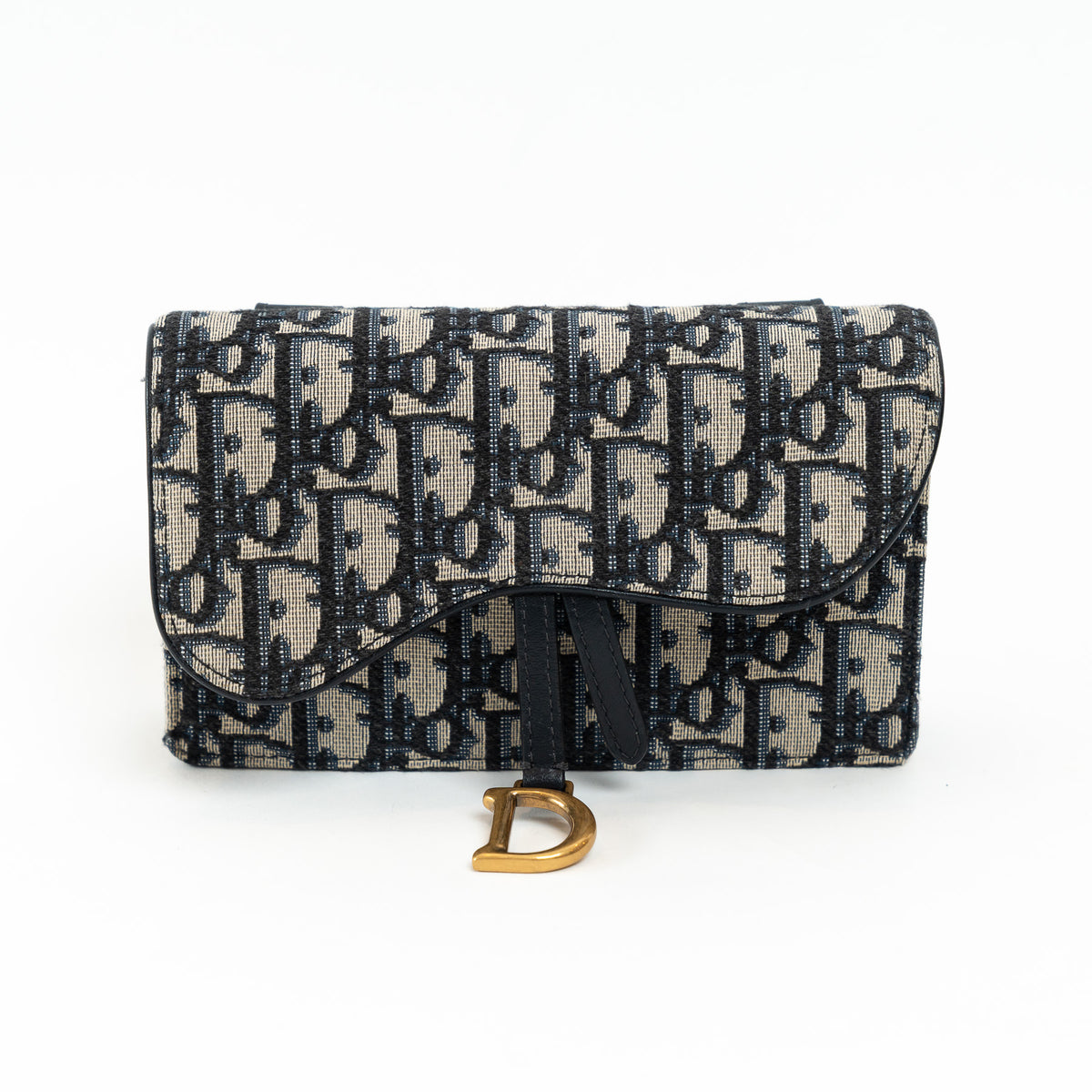 Dior Ecru and Blue Oblique Canvas Belt Bag