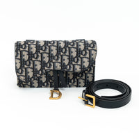 Dior Ecru and Blue Oblique Canvas Belt Bag