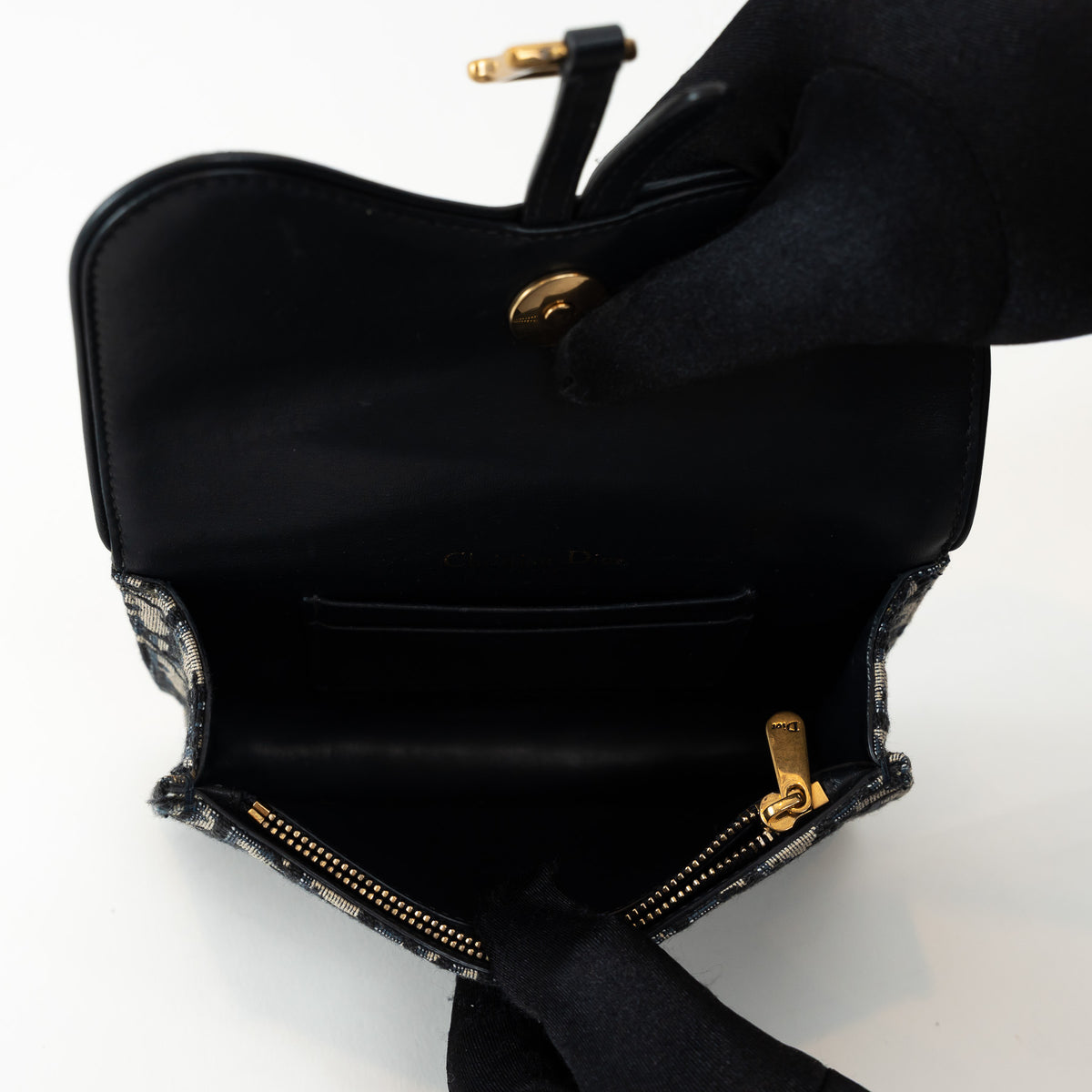 Dior Ecru and Blue Oblique Canvas Belt Bag