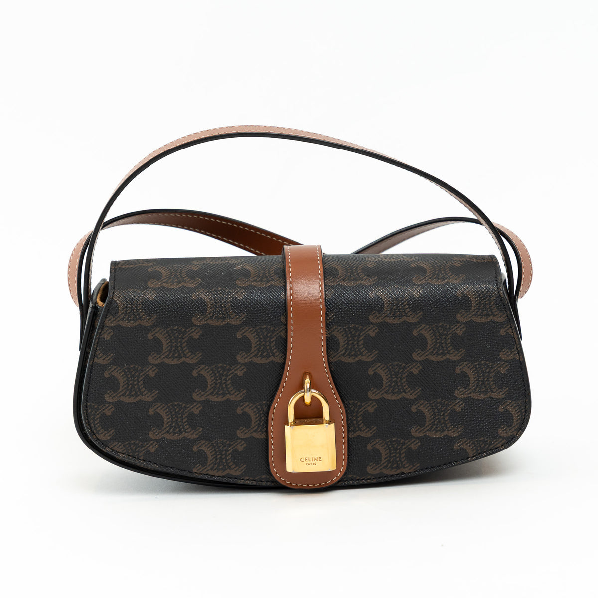 Celine Brown Monogram Canvas Triomphe Tabou Shoulder Bag