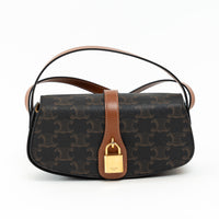 Celine Brown Monogram Canvas Triomphe Tabou Shoulder Bag