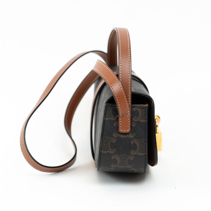 Celine Brown Monogram Canvas Triomphe Tabou Shoulder Bag
