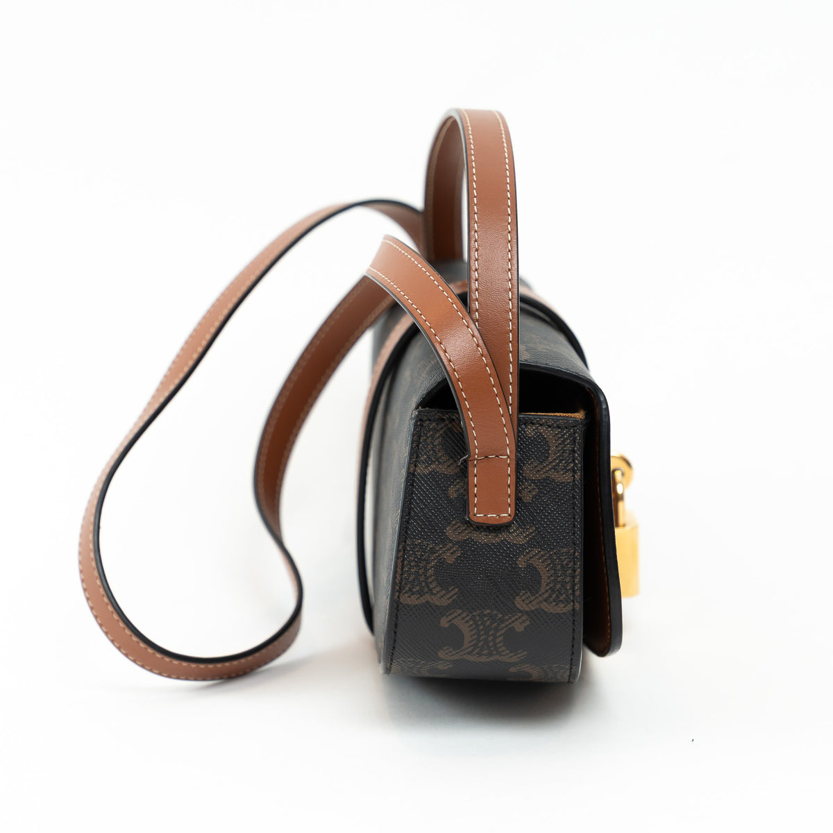 Celine Brown Monogram Canvas Triomphe Tabou Shoulder Bag