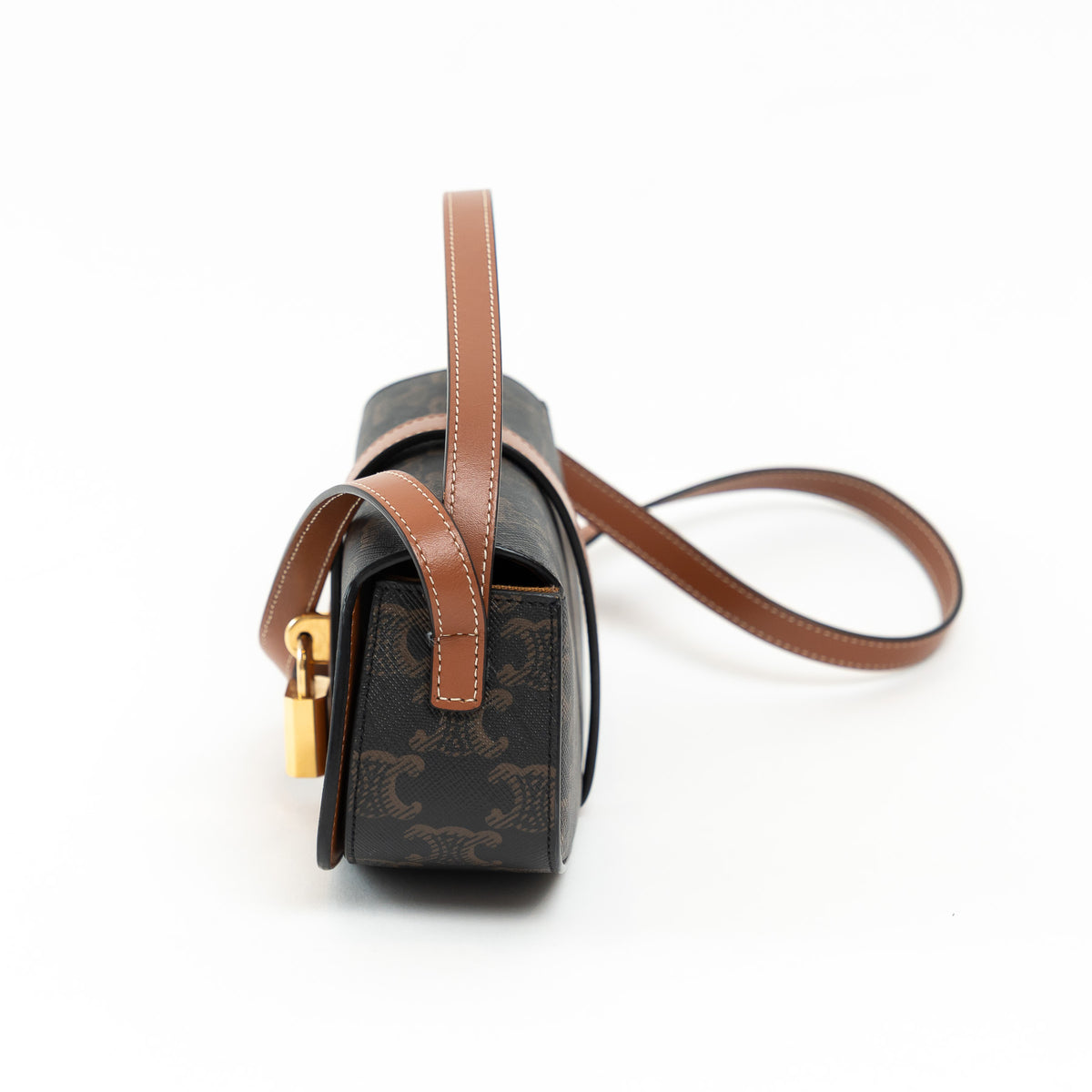 Celine Brown Monogram Canvas Triomphe Tabou Shoulder Bag