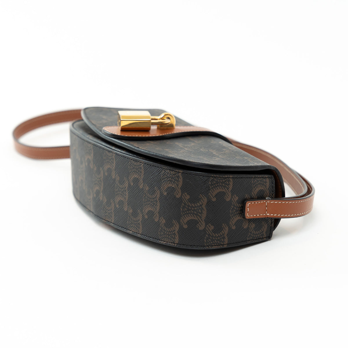 Celine Brown Monogram Canvas Triomphe Tabou Shoulder Bag