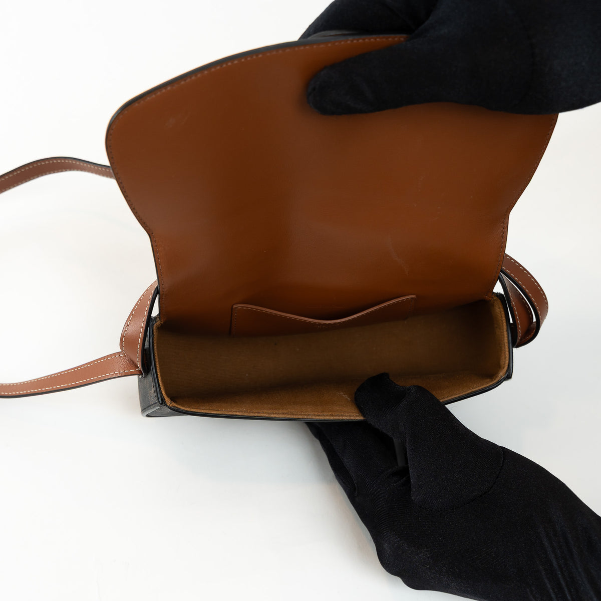 Celine Brown Monogram Canvas Triomphe Tabou Shoulder Bag