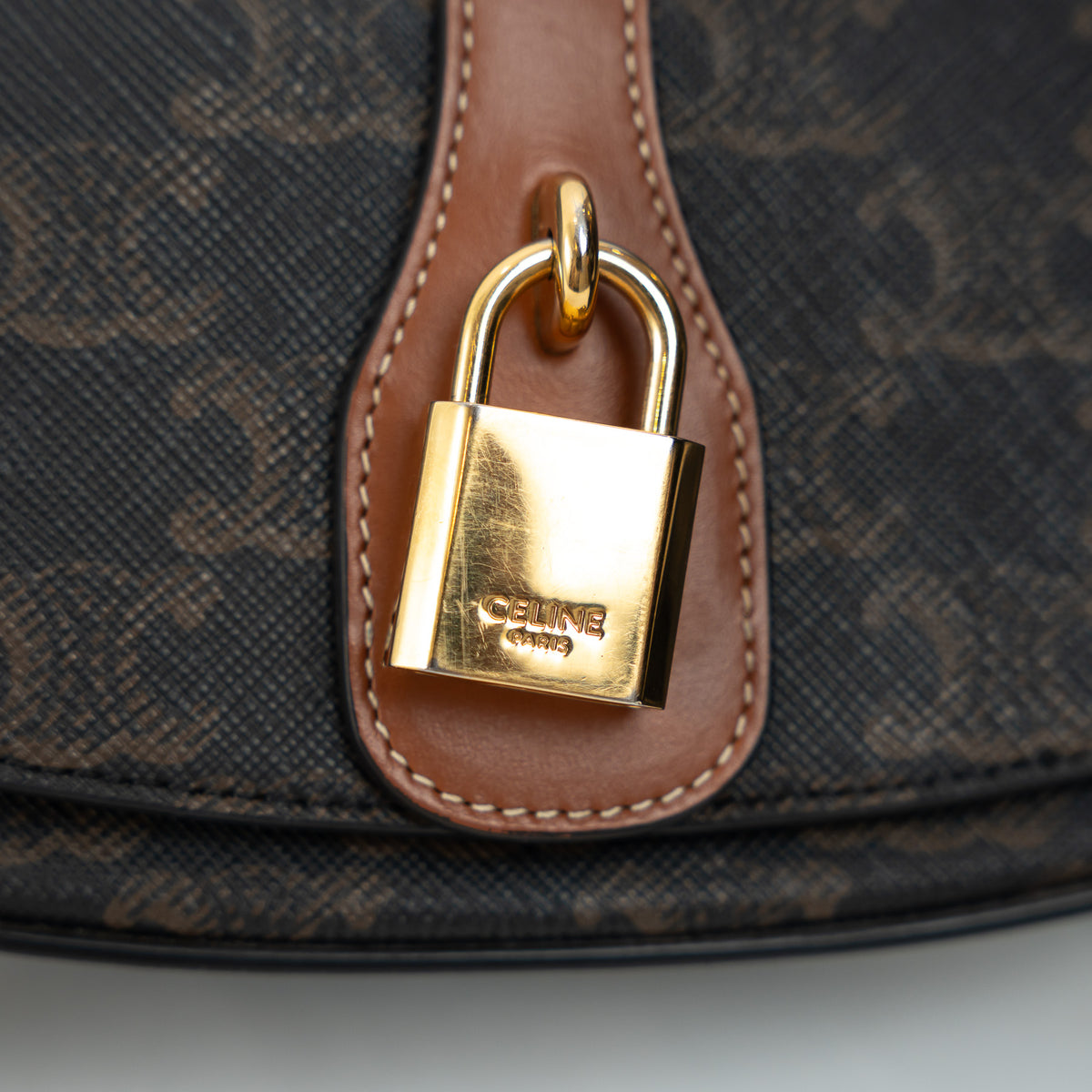 Celine Brown Monogram Canvas Triomphe Tabou Shoulder Bag