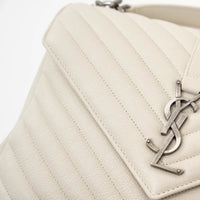 Saint Laurent Cream Chevron Quilted Leather Matelasse Medium College bag
