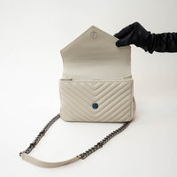 Saint Laurent Cream Chevron Quilted Leather Matelasse Medium College bag