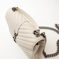 Saint Laurent Cream Chevron Quilted Leather Matelasse Medium College bag