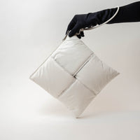 Bottega Veneta White High Gloss Grained Leather Maxi Padded Intrecciato Clutch