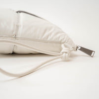 Bottega Veneta White High Gloss Grained Leather Maxi Padded Intrecciato Clutch
