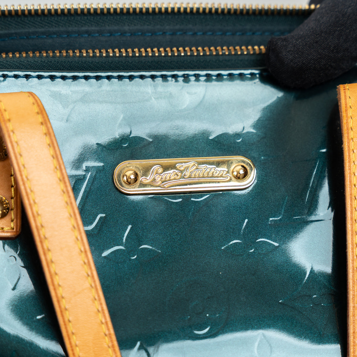 Louis Vuitton Green Vernis Monogram Leather Bellevue GM Tote