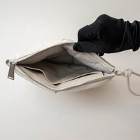 Bottega Veneta White High Gloss Grained Leather Maxi Padded Intrecciato Clutch