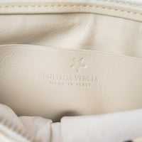 Bottega Veneta White High Gloss Grained Leather Maxi Padded Intrecciato Clutch