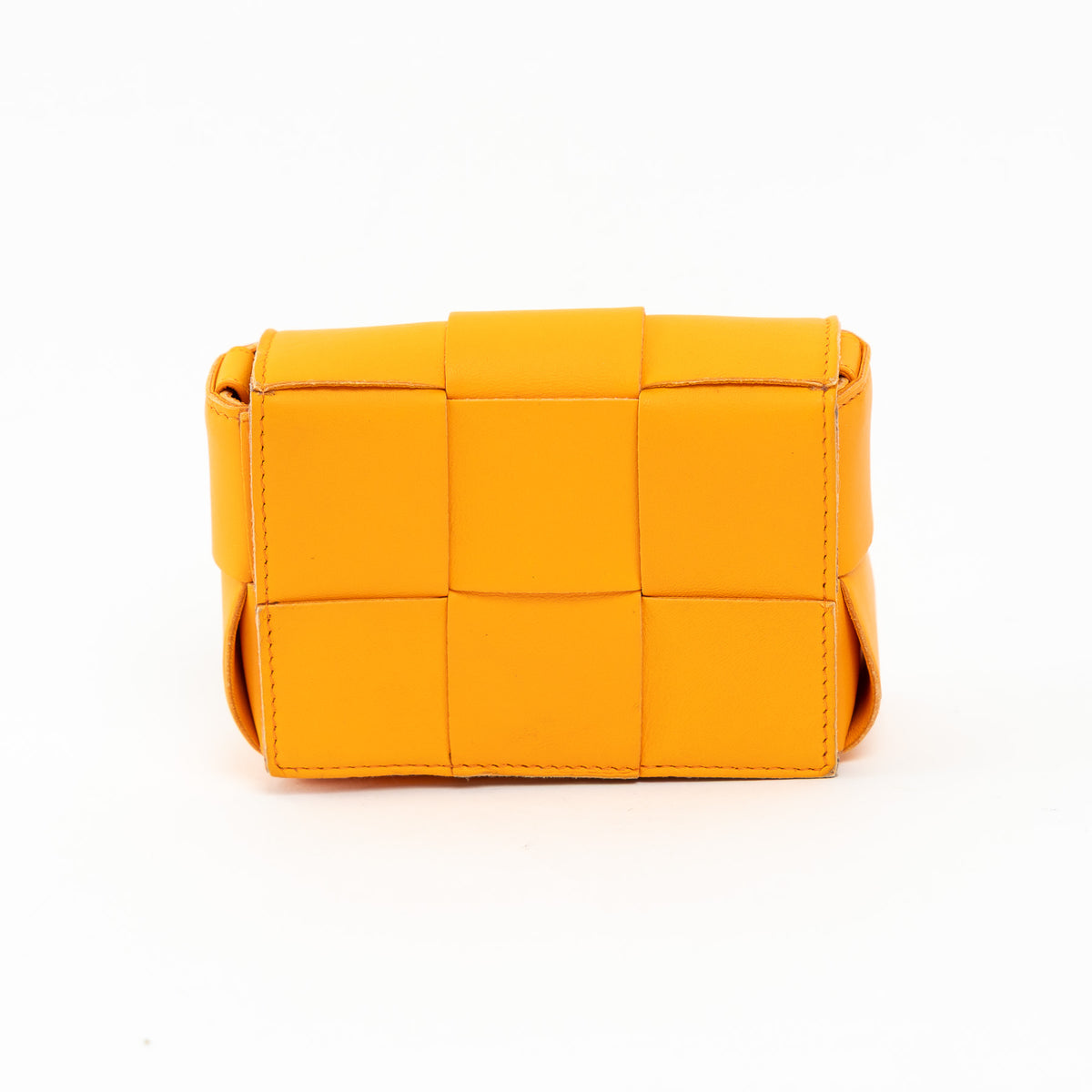 Bottega Veneta Orange Leather Intreccio Mini Cassette Bag