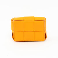 Bottega Veneta Orange Leather Intreccio Mini Cassette Bag