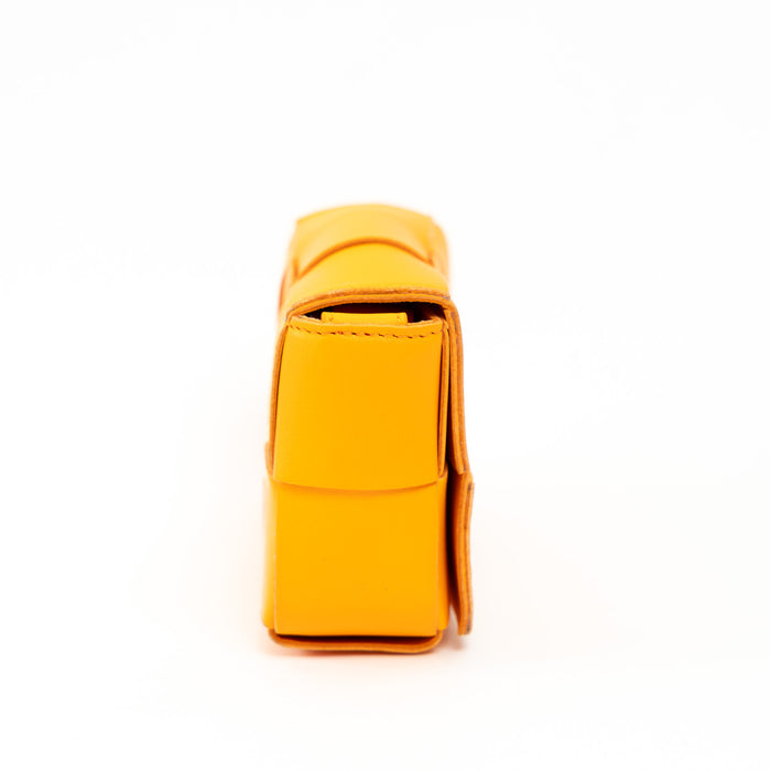 Bottega Veneta Orange Leather Intreccio Mini Cassette Bag