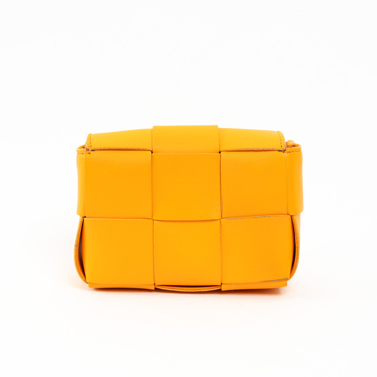 Bottega Veneta Orange Leather Intreccio Mini Cassette Bag