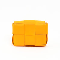 Bottega Veneta Orange Leather Intreccio Mini Cassette Bag