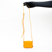 Bottega Veneta Orange Leather Intreccio Mini Cassette Bag