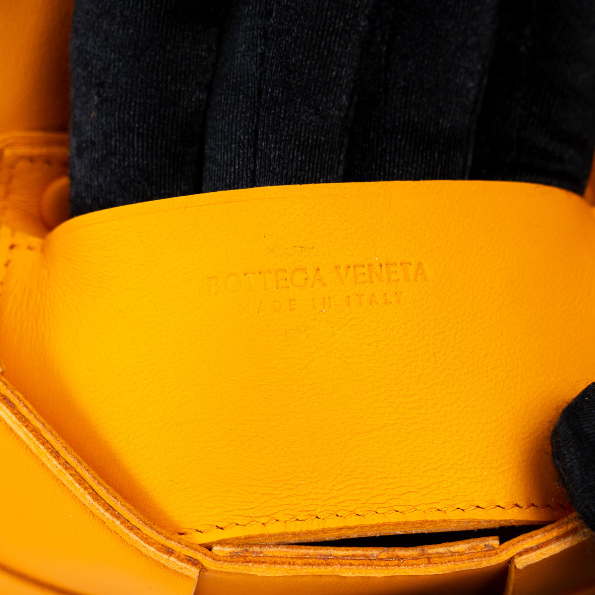 Bottega Veneta Orange Leather Intreccio Mini Cassette Bag