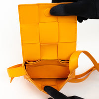 Bottega Veneta Orange Leather Intreccio Mini Cassette Bag