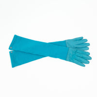 Pre-Loved Chanel ™ Blue Wool and Leather Elbow Gloves Size 7.5