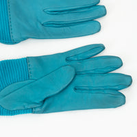 Pre-Loved Chanel ™ Blue Wool and Leather Elbow Gloves Size 7.5