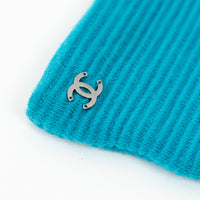 Pre-Loved Chanel ™ Blue Wool and Leather Elbow Gloves Size 7.5