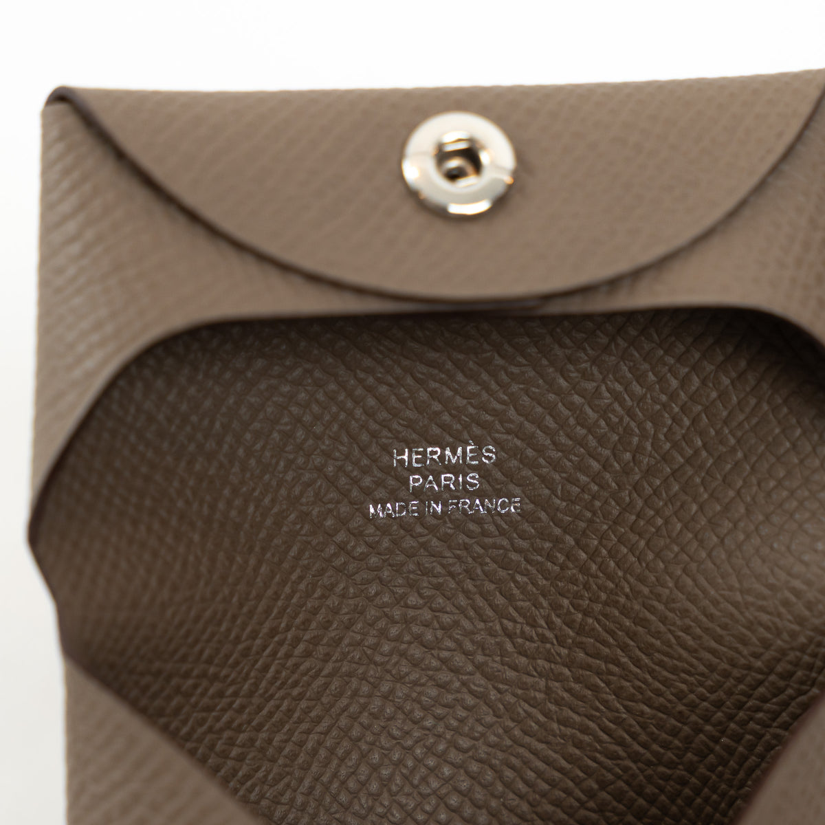 Hermes Etoupe Epsom Leather Bastia Coin Pouch