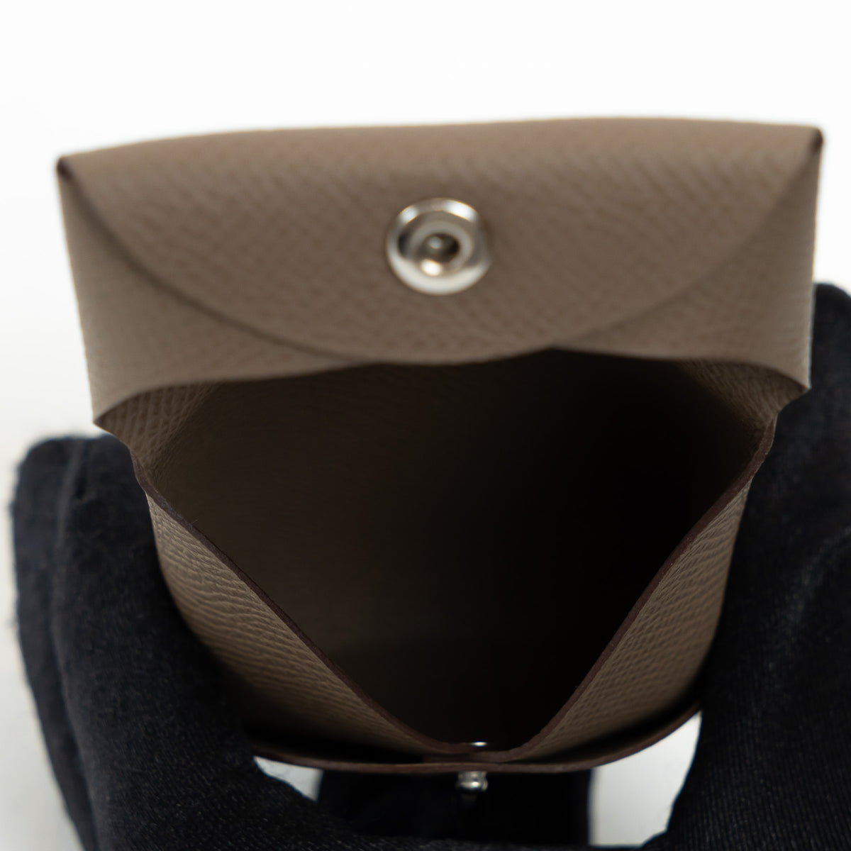 Hermes Etoupe Epsom Leather Bastia Coin Pouch