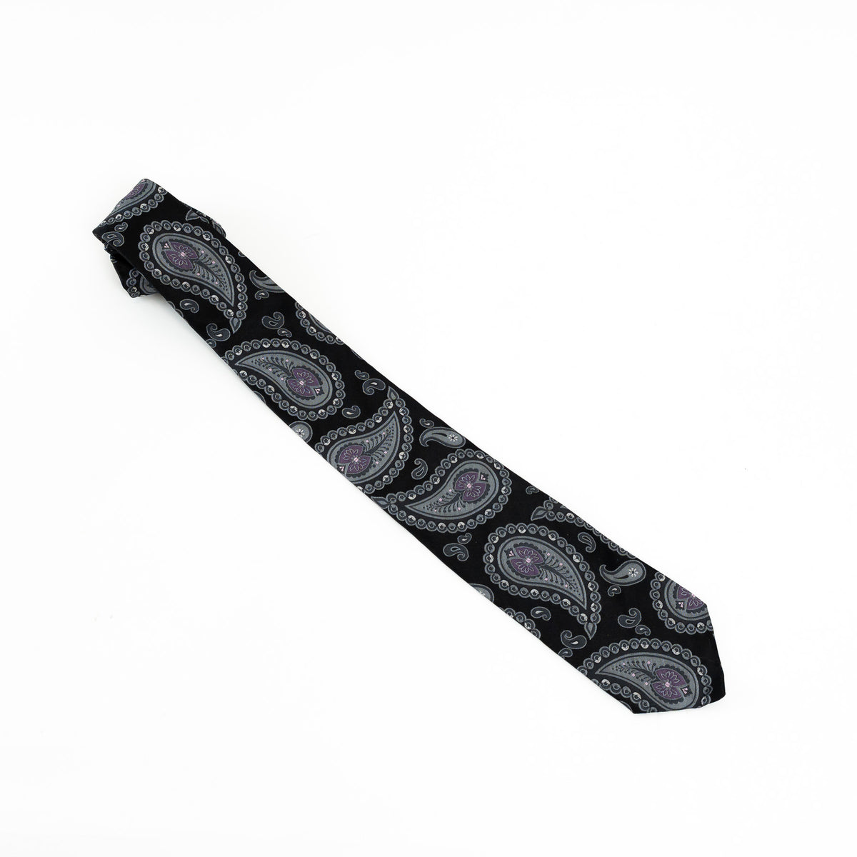 Etro Black Silk Paisley Tie