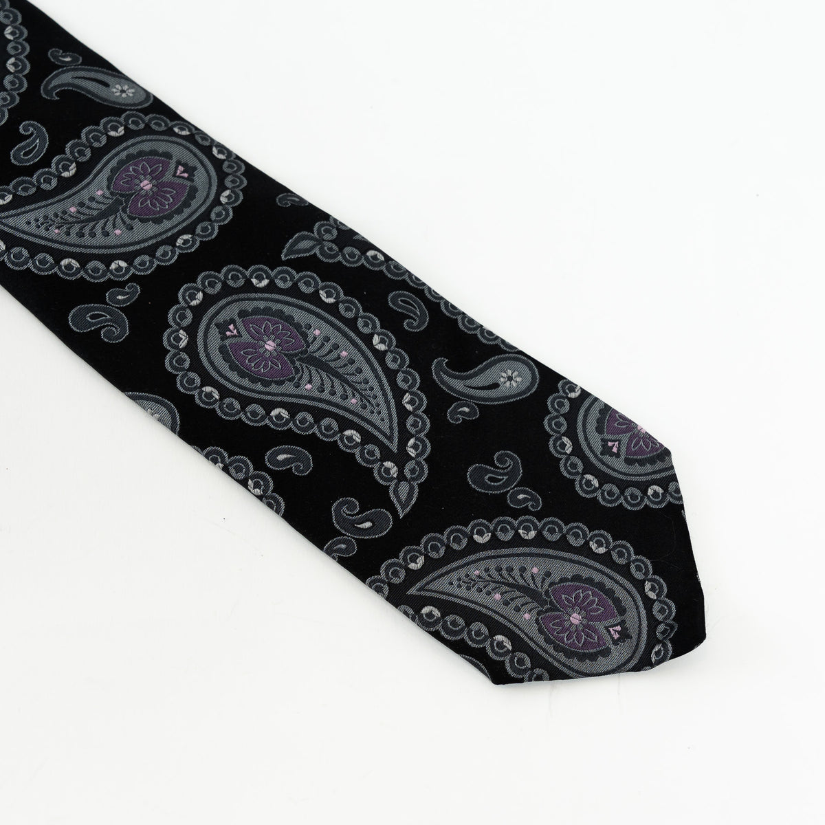 Etro Black Silk Paisley Tie